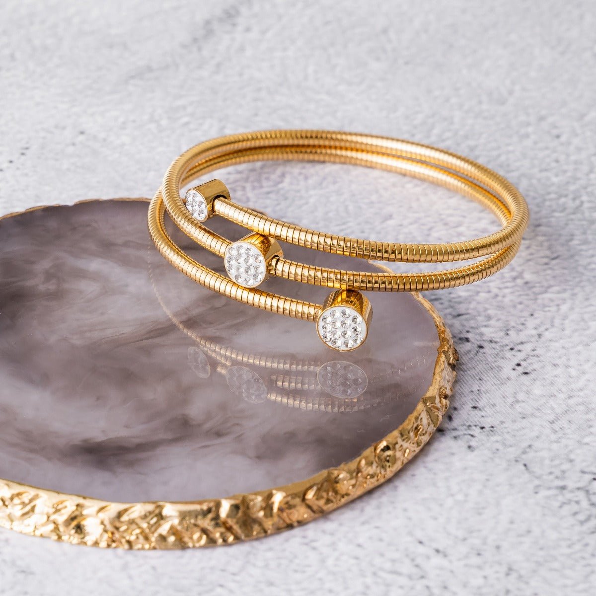 Lunara Spiral Crystal Bracelet – 18K Gold Plated | Rosarat