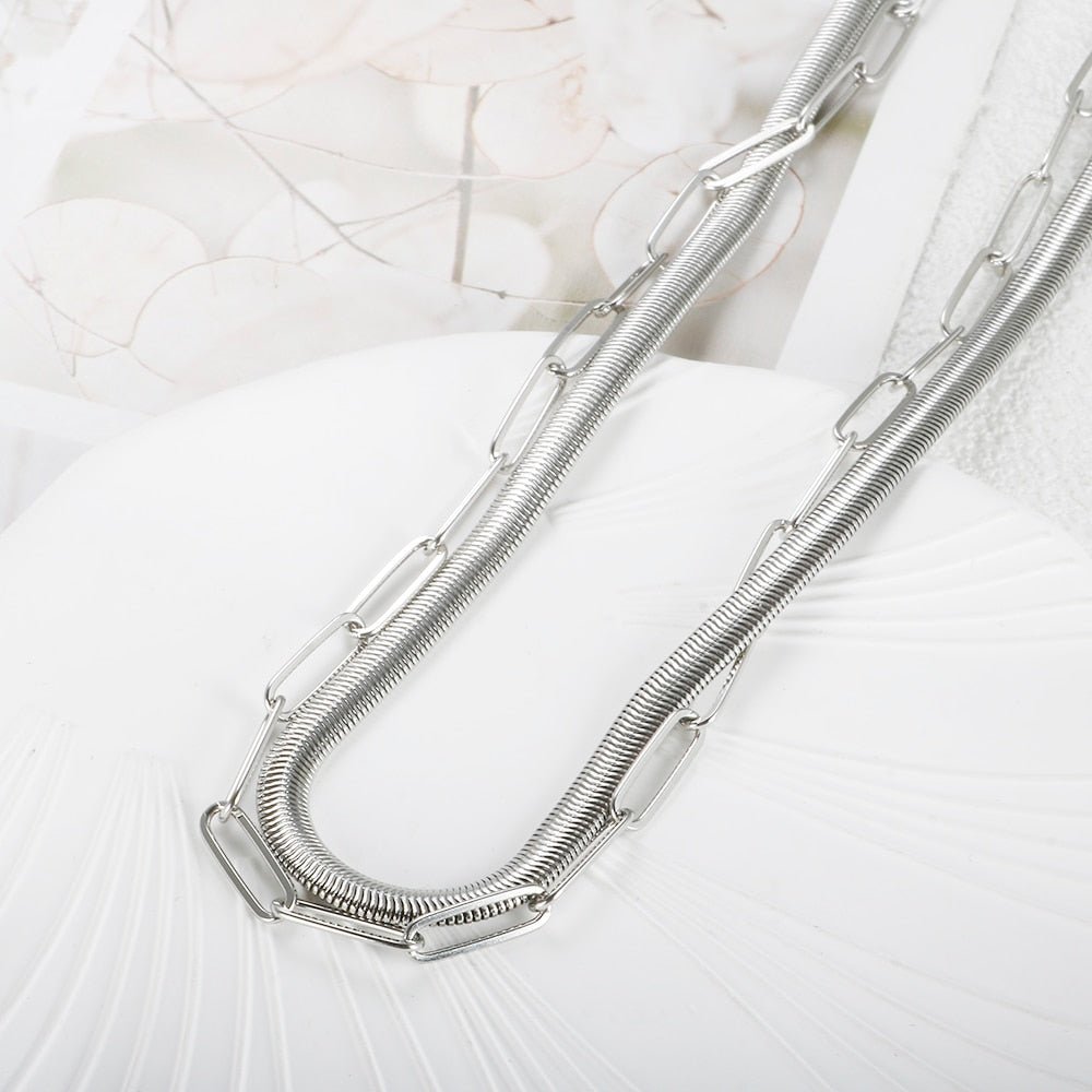 Antonela Layered Necklace – Silver Plated