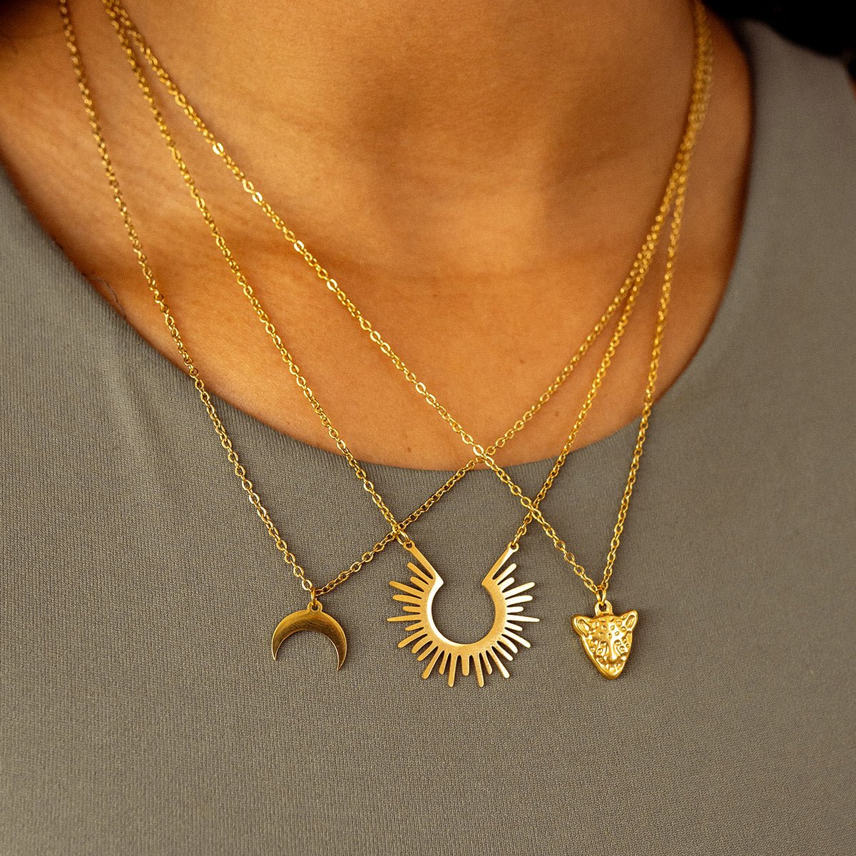 Lunelle Moon Pendant Necklace – 18K Gold Triple Plated