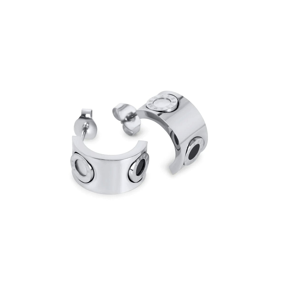 Rotating Roman Numeral Earrings – Silver Plated 