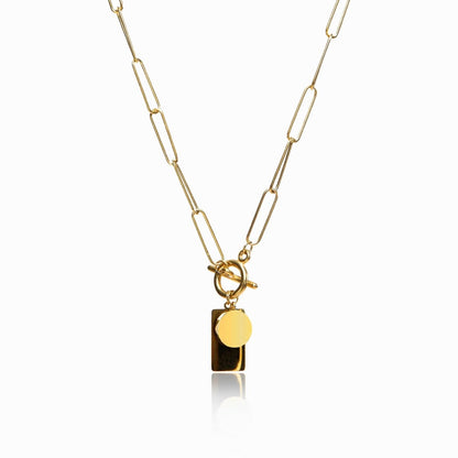 Lunare Geometric Pendant Necklace – 18K Gold Triple Plated 