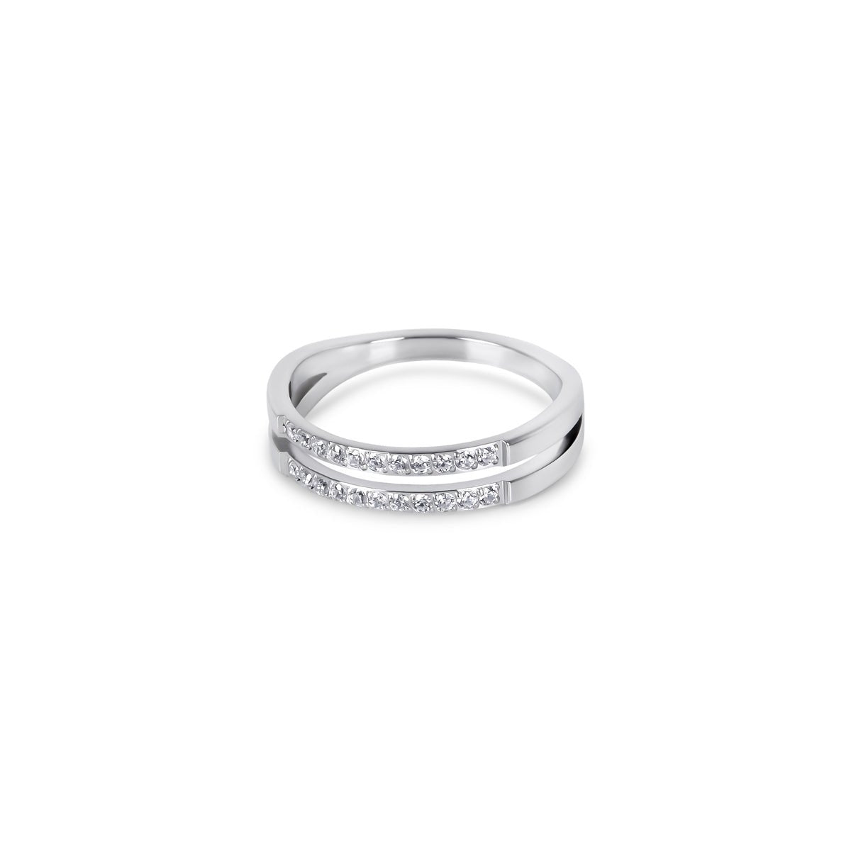 Lunare Twin Spark Ring – Silver Finish