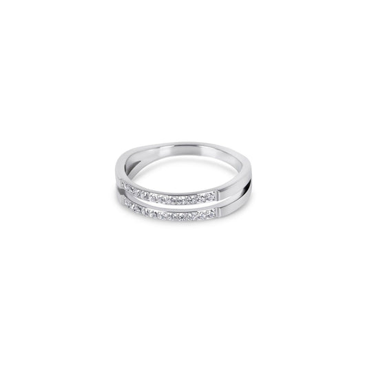Lunare Twin Spark Ring – Silver Finish