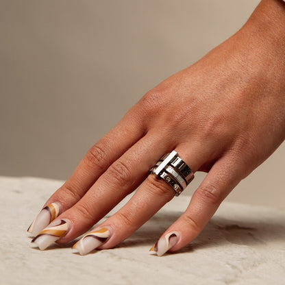 Triple Band Roman Numeral Ring – Silver 