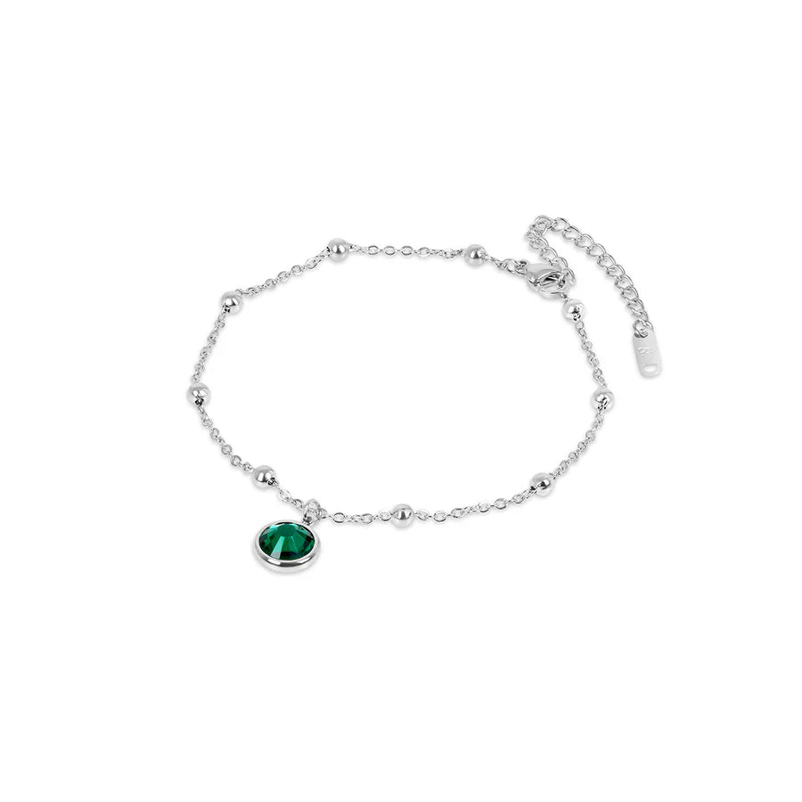 Emerelle Anklet – Rhodium Plated Silver 
