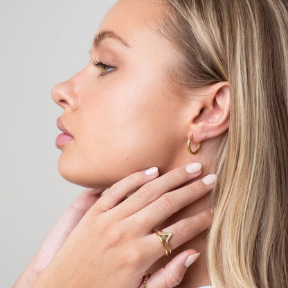 Arden Textured Hoop Earrings – 18K Gold Plated