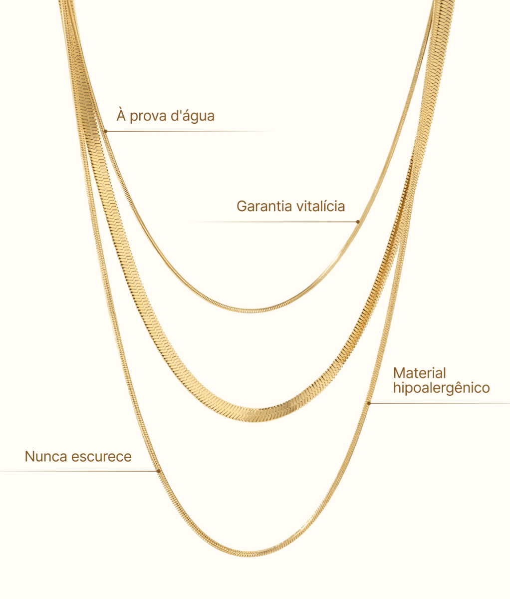 Triple Layer Snake Chain Necklace – 18K Gold Plated