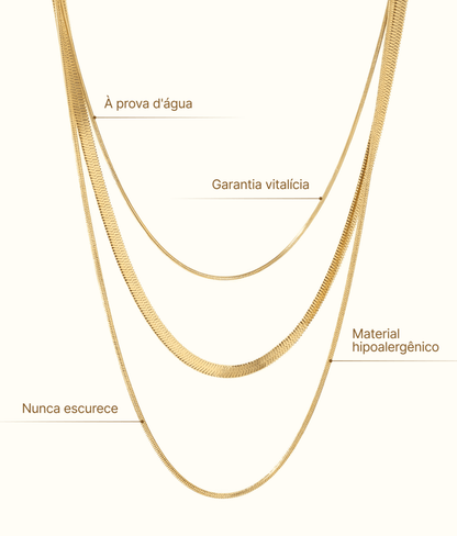 Triple Layer Snake Chain Necklace – 18K Gold Plated