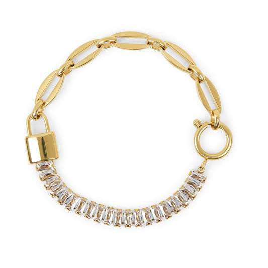 Riviera Baguette Lock Bracelet Plated in 18K Gold 