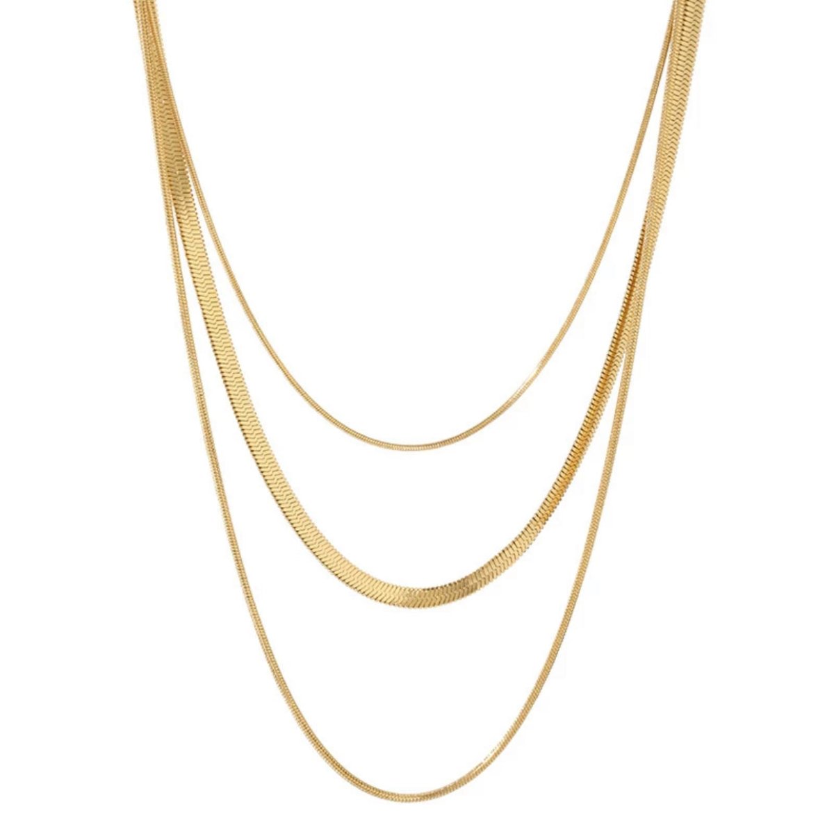 Celina Triple-Layer Mesh Necklace – 18K Gold Plated