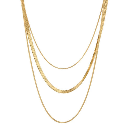Celina Triple-Layer Mesh Necklace – 18K Gold Plated