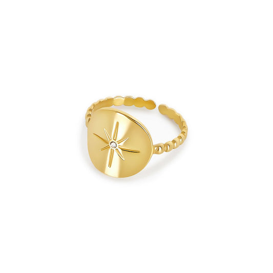 Celestia Adjustable Star Ring – 18K Gold Plated 