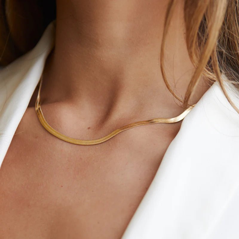 Golden Snake Chain Necklace – 18K Gold Plated 