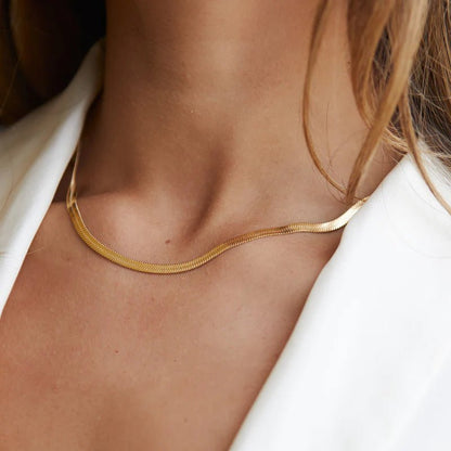 Golden Snake Chain Necklace – 18K Gold Plated 
