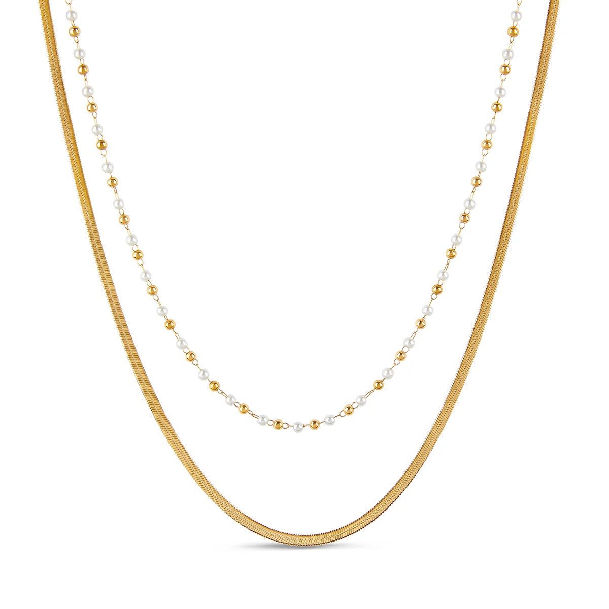 Celeste Pearl Layered Necklace – 18K Gold Plated