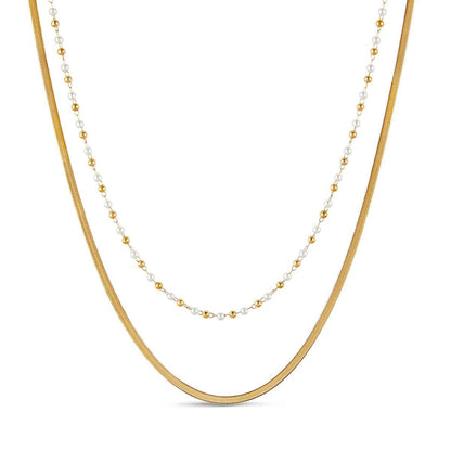 Celeste Pearl Layered Necklace – 18K Gold Plated