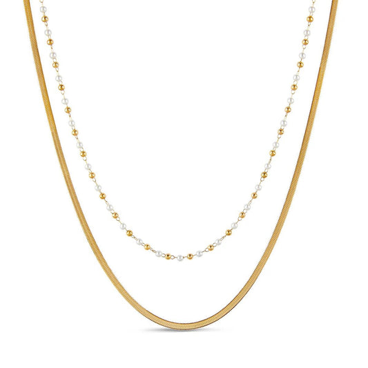 Celeste Pearl Layered Necklace – 18K Gold Plated