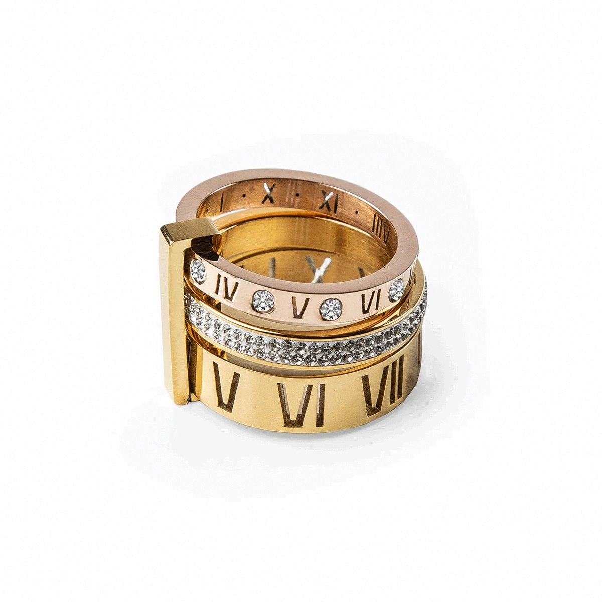 Triple Band Roman Ring – 18K Gold Plated 