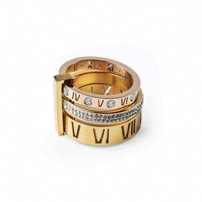 Triple Band Roman Ring – 18K Gold Plated 