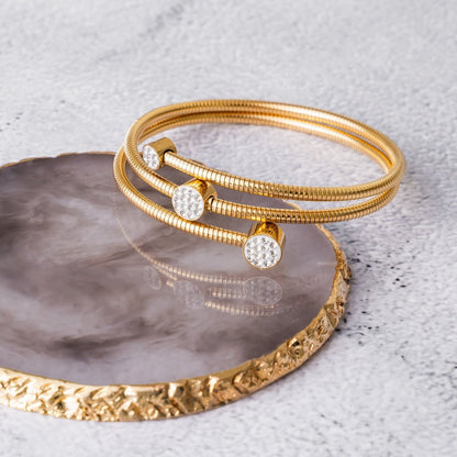 Lunara Spiral Crystal Bracelet – 18K Gold Plated | Rosarat