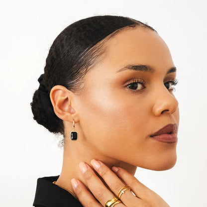 Noir Crystal Mini Hoops – 18K Gold Plated