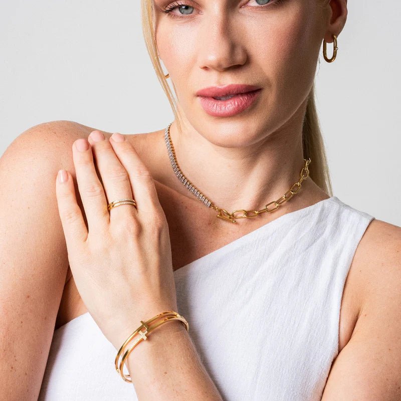 Seraphine Cross Bracelet – 18K Gold Plated | Rosarat