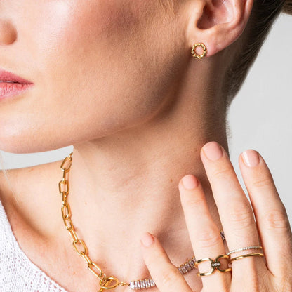 Lunara Twist Earrings – 18K Gold Plated