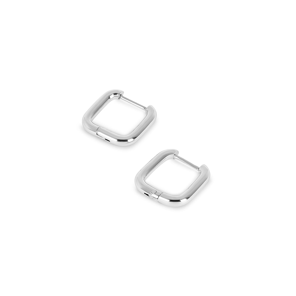 Squared Hoop Earrings – Silver Edition