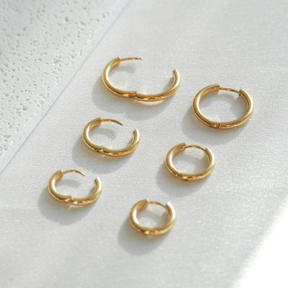 Trio of Hoop Earrings Plated in 18K Gold