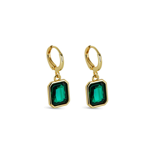 Emerelle Green Crystal Hoops – 18K Gold Plated