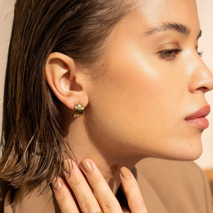 Rotating Roman Numeral Earrings Plated in 18K Gold