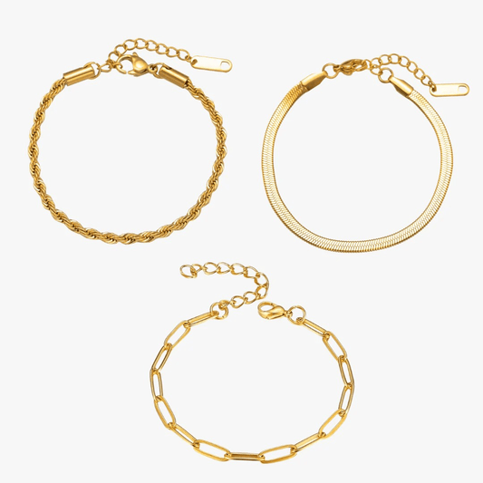 Essential Bracelet Set, 18K Gold Plated