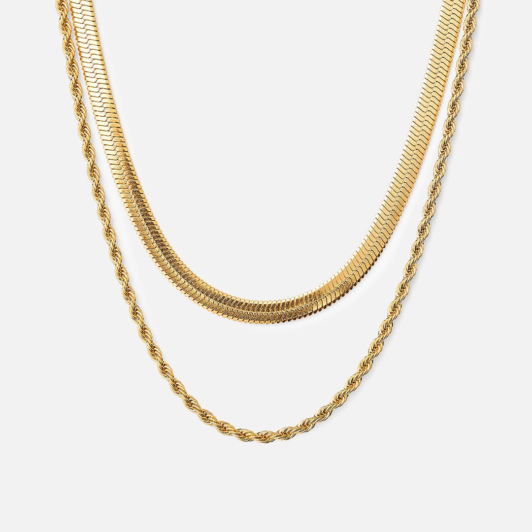 Layered Gold Necklace Set – 18K Gold Plated