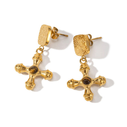 Eclipse Tiger Eye Earrings – 18K Gold Plated 