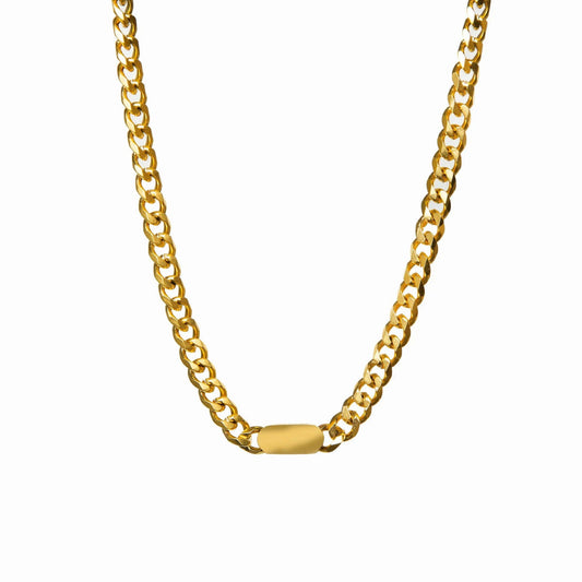 Straight Pendant Chain Necklace – 18K Gold Triple Plated 