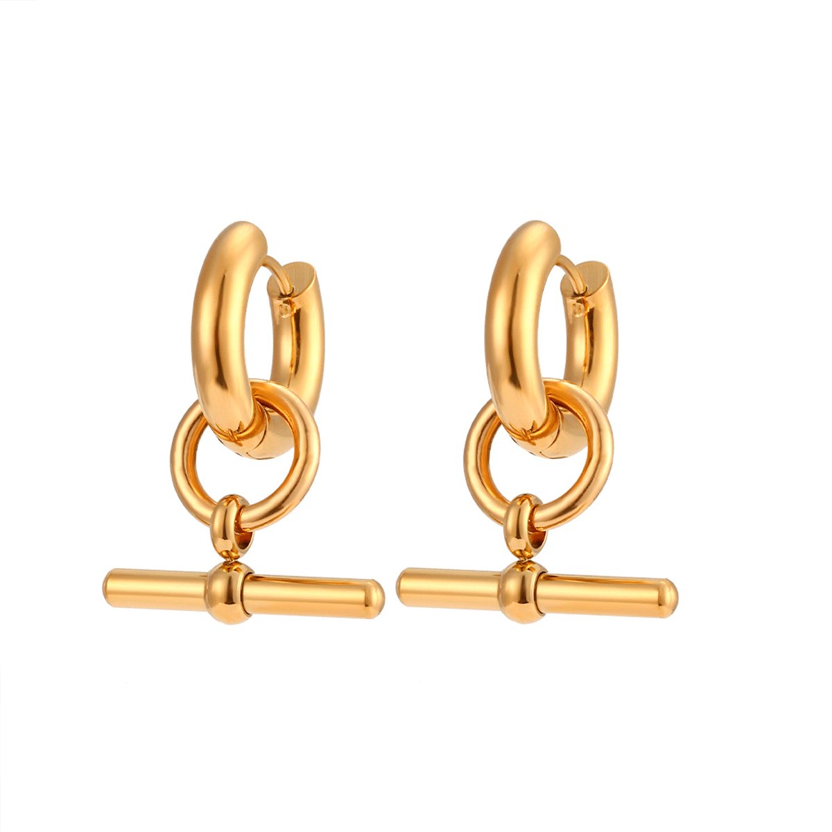 T-Bar Earrings – 18K Gold Plated