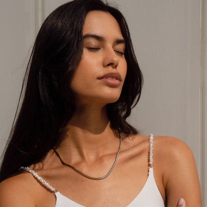 Velora Contrast Mesh Necklace – 18K Gold Triple Plated 