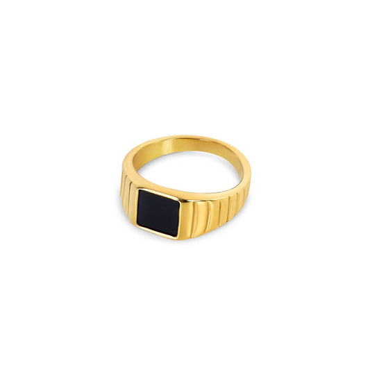Noir Statement Ring – 18K Gold Plated