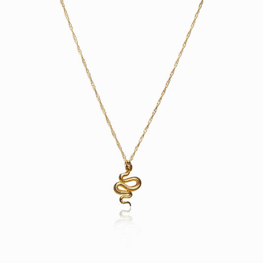 Serpentine Pendant Necklace – 18K Gold Triple Plated 
