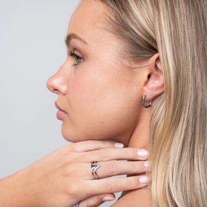 Squared Hoop Earrings – Silver Edition