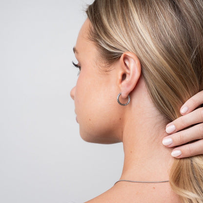 Aurelia Silver Hoops – Textured Edition