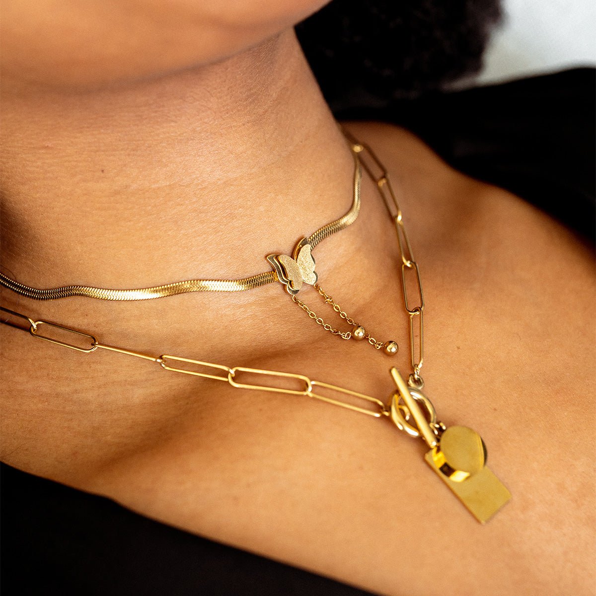 Aurelia Butterfly Mesh Necklace – 18K Gold Triple Plated 