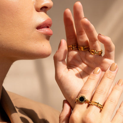 Roman Numeral Spinner Ring – 18K Gold Plated