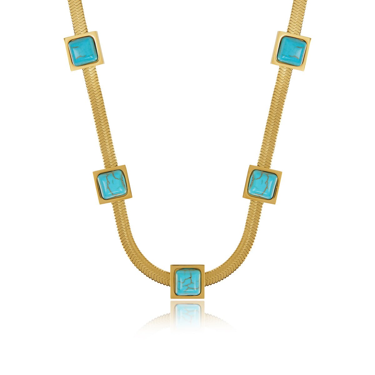 Aqualis Gem Mesh Necklace – 18K Gold Triple Plated 
