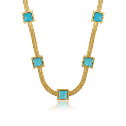 Aqualis Gem Mesh Necklace – 18K Gold Triple Plated 