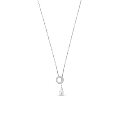 Sorelle Pearl Necklace – Rhodium Plated Silver