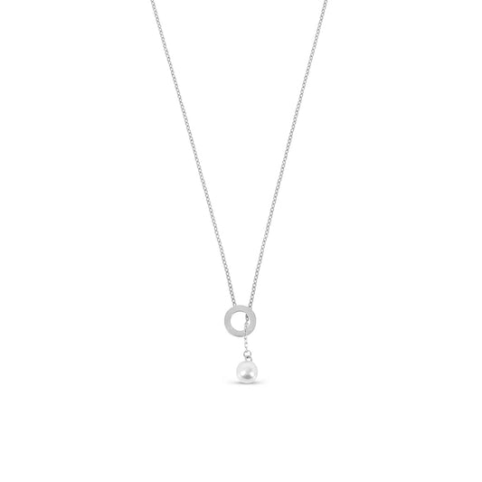 Sorelle Pearl Necklace – Rhodium Plated Silver