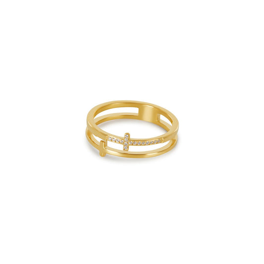Faith Cross Ring – 18K Gold Plated