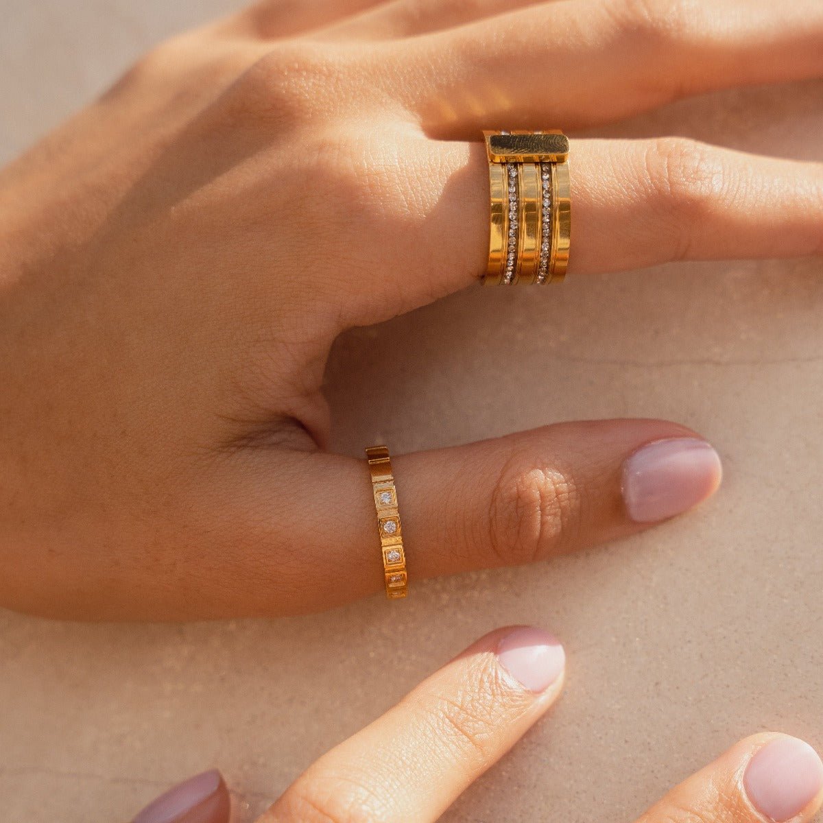 Caviar Stack Ring – 18K Gold Plated 