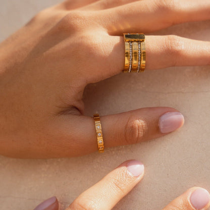 Caviar Stack Ring – 18K Gold Plated 